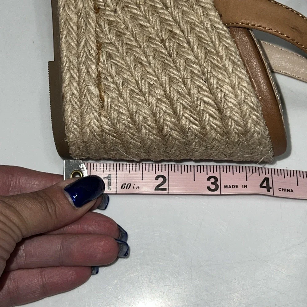 Draper James Abigail White Ruffle Espadrille Wedge Leather Sandals  Women 10